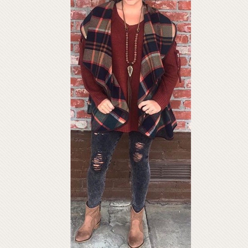 NWOT Peach Love Plaid Vest